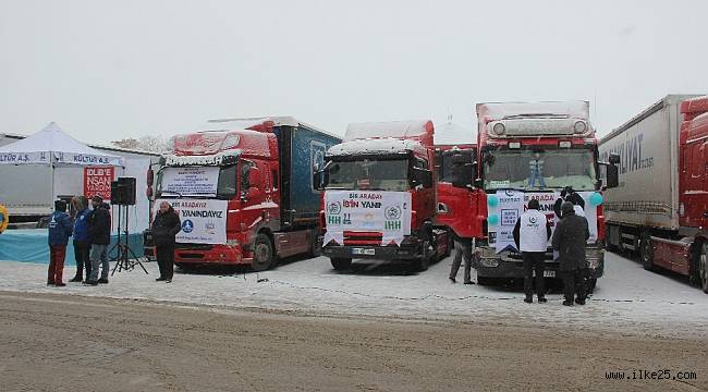 Erzurum'dan İdlib'e 25 tır yardım