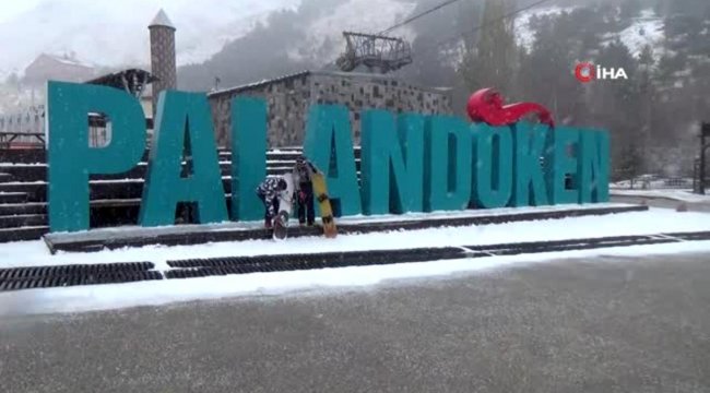 Palandöken'de kar yağışı altında kayak keyfi