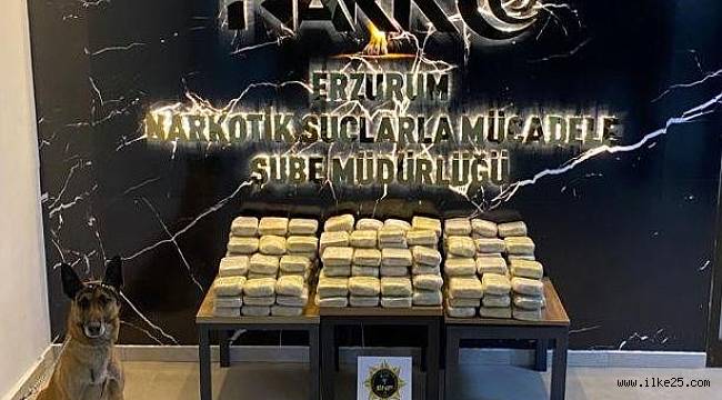 Erzurum'da valiz içinde 103 kilo 550 gram eroin ele geçirildi