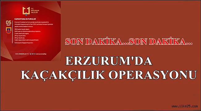 Horasan'da Kaçakçılık Operasyonu