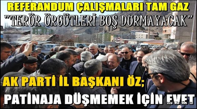 AK PARTİ İL BAŞKANI ÖZ; PATİNAJA DÜŞMEMEK İÇİN EVET