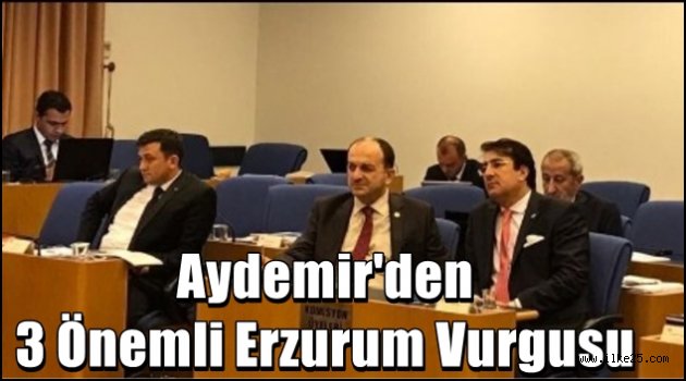 Aydemir'den 3 Önemli Erzurum Vurgusu