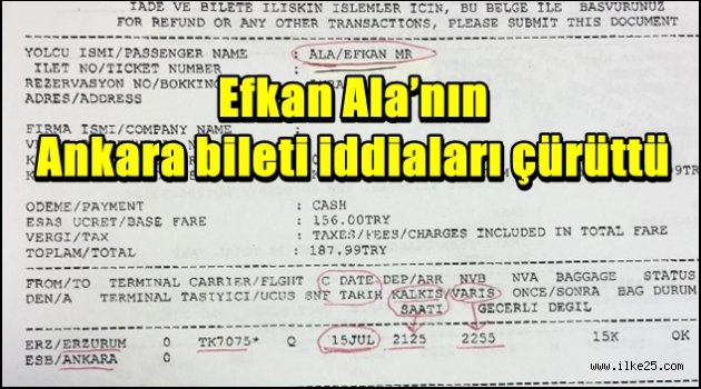 Efkan Ala'nın Ankara bileti iddiaları çürüttü