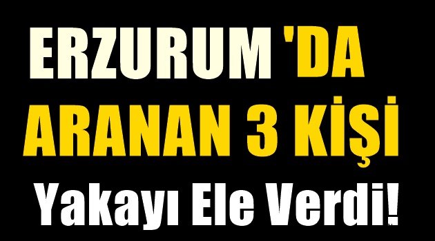 Erzurum'da Aranan 3 Kişi Yakalandı!