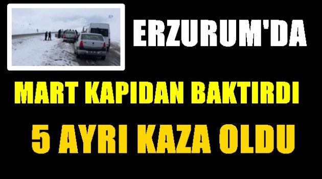 Erzurum'da Yağan Kar Kazalara Davetiye Çıkardı