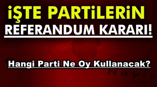 Hangi parti referandumda ne oy kullanacak