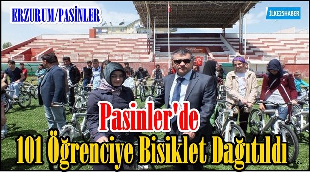 Pasinler'de 101 Öğrenciye Bisiklet Dağıtıldı