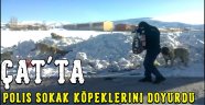 Çat'ta Polis Sokak Köpeklerini Doyurdu