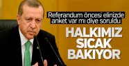 Erdoğan'a elinizde referandumla ilgili anket var mı sorusu