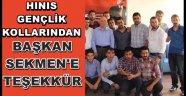 Hınıs Gençlik Kollarından Başkan Sekmen'e Teşekkür