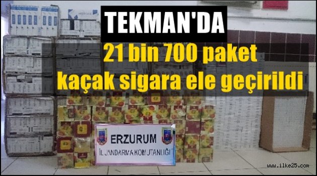 Tekman'da 21 bin 700 paket kaçak sigara ele geçirildi