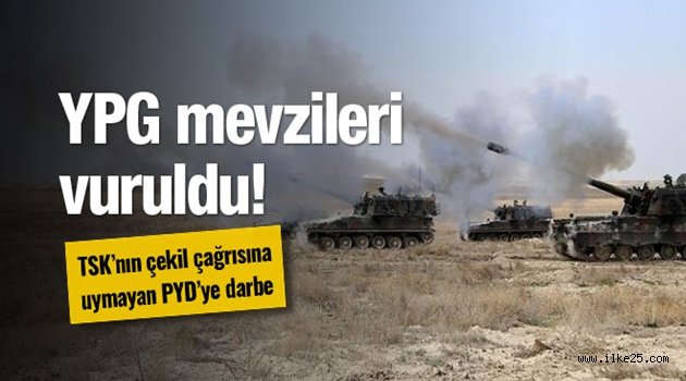 TSK Menbiç'in kuzeyinde YPG'yi vurdu